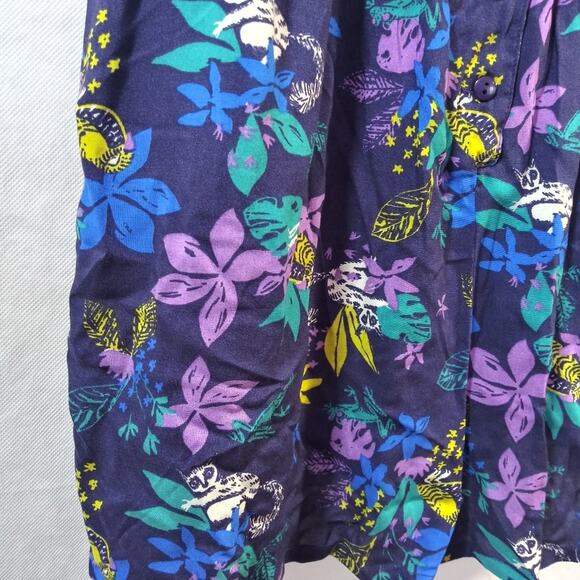 Modcloth Proactive Panache Purple Tropical Novelty Print Tie Neck Romper Size L - Picture 5 of 9